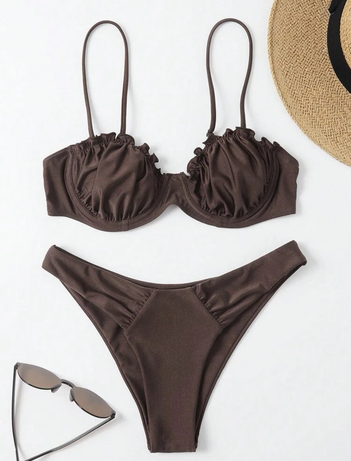 Brown suit set bikini