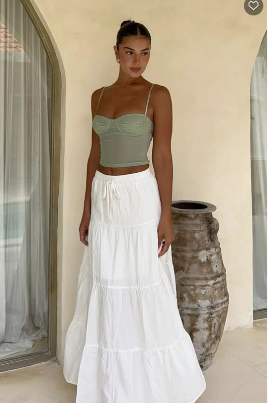 White & long beach skirt