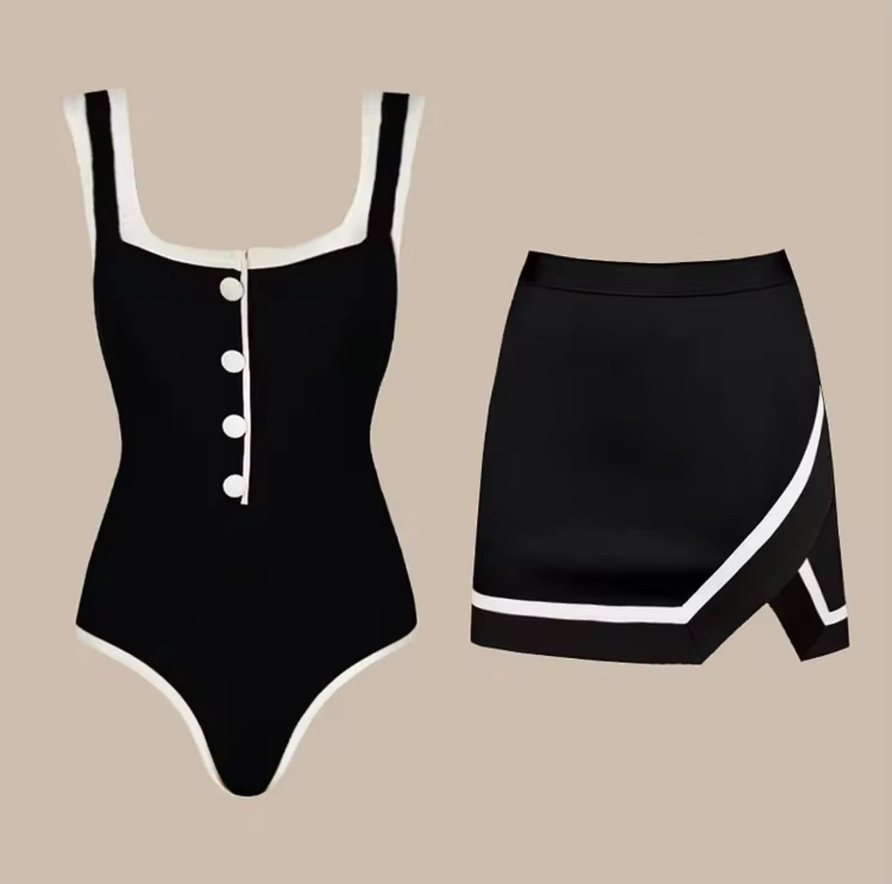 Set enterizo y falda black wave