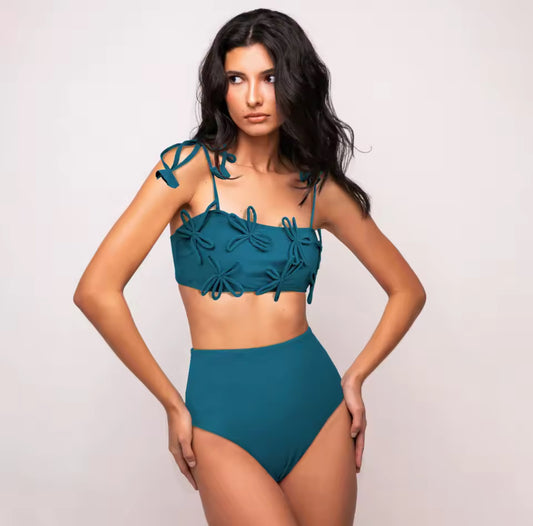 Bikini ocean print high waisted