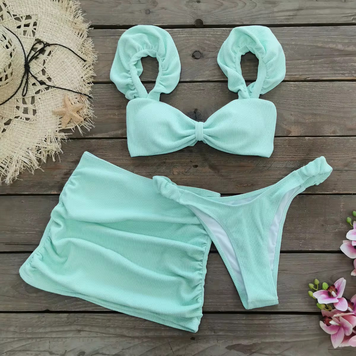 Set 3 piezas bikini menta