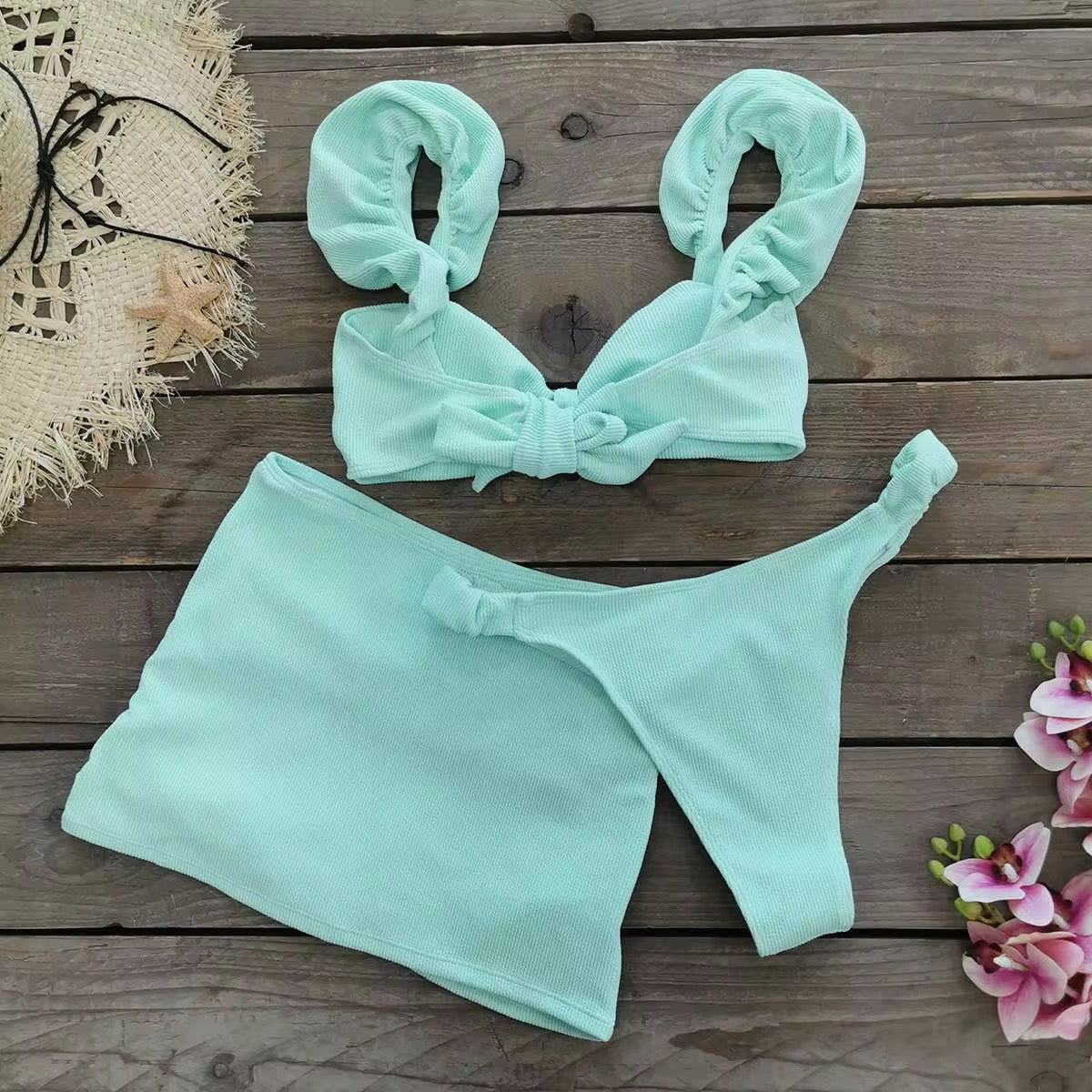 Set 3 piezas bikini menta