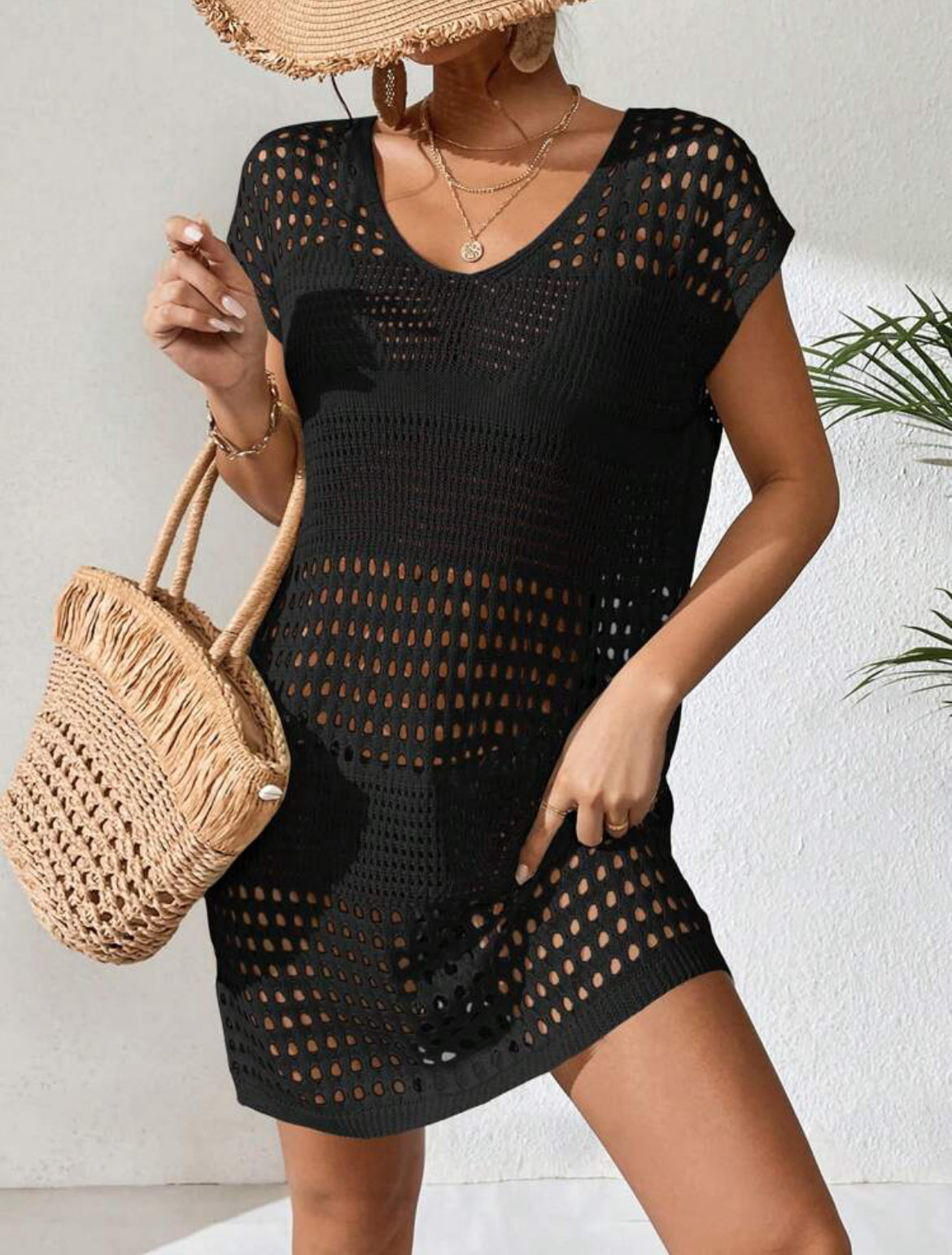 Beach dress cover up - black