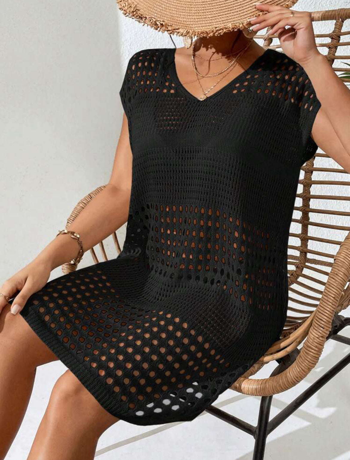 Beach dress cover up - black