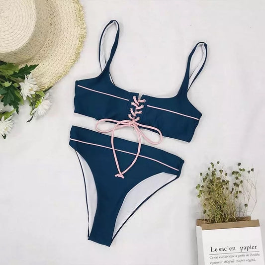 Lettuce trim aqua bikini
