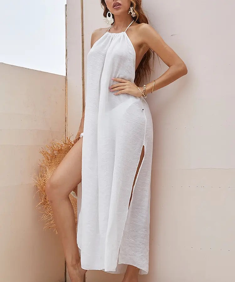 Cover up halter back open white - Summer 23